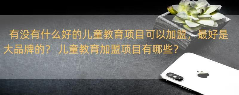 有没有什么好的儿童教育项目可以加盟，最好是大品牌的？ 儿童教育加盟项目有哪些？