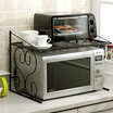 

Ou Runzhe microwave rack iron double space kitchen oven storage rack black