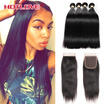 Hotlove Brazilian Hair Bundles With Closure 100 Virgin Straight 4 44 Lace Unprocessed Human Extensions hotlove kopen in de aanbieding