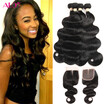 7A Grade Peruvian Virgin Hair Body Wave 4 Bundles With Closure Alot Store alot kopen in de aanbieding