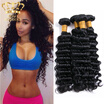 Peruvian Virgin Deep Wave Hair Weaves Soft Human Weft Unprocessed 4 Bundle Deals huismerk kopen in de aanbieding