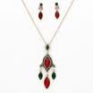 Vintage Resin Jewelry Sets Turkish Antique Gold Color Leaf Drop Water Earring Oval Pendant Necklace Women Festival Bride Bijoux
