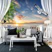 Papel de pared foto personalizado 3D cortinas de balcón puesta del sol paisaje marino papeles de pared decoración para el hogar sala de estar Sofá TV telón de fondo Mural Wallpaper