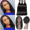 Alot 360 Lace Frontal Closure With Bundles Brazilian 2242 Straight Virgin Hair Human alot kopen in de aanbieding