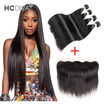 Hcdiva 4 Bundle Straight Hair With Pre Plucked Lace Frontal Closure Indian Unprocessed Virgin Human Weft Natural Black hcdiva kopen in de aanbieding