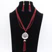 New Beaded Jewelry Sets Bead Chain Long Necklace Beads Tassel Earring Antique Gold Color Turkish rhinestone Pendant jewelry