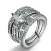 Sliver Color Luxury 3 Rounds Bijoux Fashion Wedding Ring Set CZ Diamond Cubic Zirconia Jewelry For Women Chirstmas Gift R595