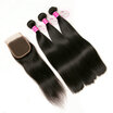Clarolair Hair Brazilian Virgin With Closure 3 Bundles Straight Unprocessed clarolair kopen in de aanbieding
