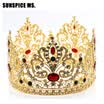 New Full Circle Tiaras Crowns For Women Wedding Hair Jewelry Princess Beauty Queen King Crown Flower Resin Vintage Crown Gift