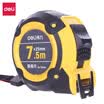 Deli deli 75 m × 25 mm con escala de plástico de doble cara cinta de acero doble masculina y femenina amarillo 79556