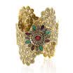 Vintage India Women Bracelet Armlet Wavy Edge Plus Size Bangle Open Type Roma Flower Gold Color Cuff Bangles Arab Dance Jewelry