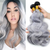 Nami Hair Ombre 3 Bundles 1Bgrey Brazilian Human Body Wave Two Tone Color 10 22 T1B Silver Grey Weave nami kopen in de aanbieding