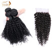Jsdshine Malaysian Human Hair Bundles With Closure Kinky Curly 4 Virgin Extensions jsdshine kopen in de aanbieding