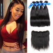 Wyf Brazilian Virgin Straight Hair 4 Bundles With Lace Frontal 100 Human wyf kopen in de aanbieding