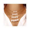 Trendy Multilayer Link Chain Necklace Alloy Plated Gold Big White Pearl Neckalce Summer Fashion Jewelry Body Chain WomenN382