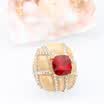 Unique Turkish Big Ring Dubai Fashion Gold Enamel Rings For Women Red Glass Stone White Crystal Mosaic Vintage wedding Jewelry