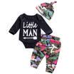Autumn New Toddler Baby Boy Letter Romper Jumpsuit TopsCamouflage Pants Clothes