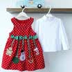 Fiesta de Navidad caliente para niña Trajes 2pcs Tops Blusa Lunares Conjuntos de vestir 2-7Y