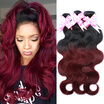 Bettylove Burgundy Peruvian Virgin Hair Body Wave Ombre Human Bundles 7A Grade 3 bettylove kopen in de aanbieding