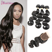 Fairgreat Malaysian Body Wave With Closure 7A Human Hair Weave Virgin fairgreat kopen in de aanbieding