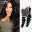 Yyong 8A Brazilian Virgin Hair Loose Wave Swiss Lace Closure Top Human yyong kopen in de aanbieding