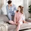 Red beans home couple pajamas men&women spring&autumn cotton long-sleeved cartoon printing cardigan home service package 412 pink 175 96A