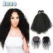 Anno Brazilian Hair Kinky Curly Virgin With Closure Human anno kopen in de aanbieding