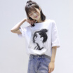 Joy Collection City Plus Cityplus Arts Fan Wide Loose Thin Round Collar Head Character Characters Printing Short Sleeve T Shirt Cwtd175151 White joy collection kopen in de aanbieding