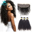 Noble Qu Hair 3 Bundles Malaysian Kinky Curly Weaves With Lace Frontal Closure noble qu kopen in de aanbieding