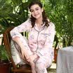 Red bean home Hodohome ladies pajamas spring&autumn cotton long-sleeved garden flower lapel home service suit 476 pink 16084A