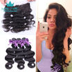 Noble Qu Indian Virgin Hair Body Wave 3 Bundles With Closure 8A Grade Lace Frontal noble qu kopen in de aanbieding