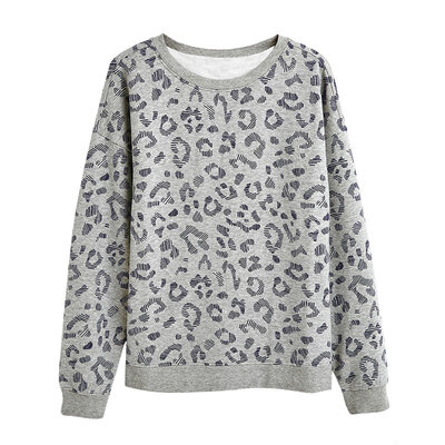 

European And American Fashion Sweatshirts Printed Long-sleeved Loose Round Neck ladies Sweatshirts