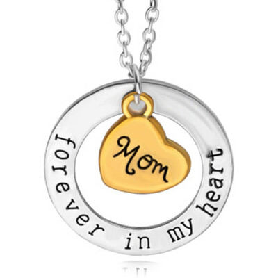 

Family Jewelry Silver&Gold Two Tones Mom Dad Uncle Aunt Brother Sister Son Daughter Forever In My Heart Necklace