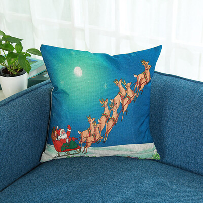 

Tailored Merry Christmas Print Pillowcase Linen Cotton Sofa Cushion Cover Home Decor