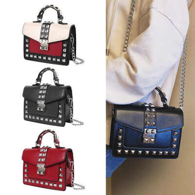 

1PC Ladies Leather Crossbody Handbag Bag Single Shoulder Bag Rivet Chain Accessories