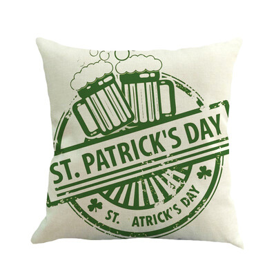 

Happy green St Patricks day clover green hat Throw Pillow Cover Cushion Case Cotton Linen Material Decorative