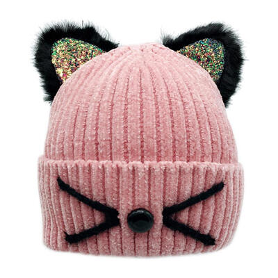 

Baby Newborn caps Winter Warm Hat Toddler Baby Boys Girls Cartoon Cat Knitting Caps Kids Headwrap Ear Warmer