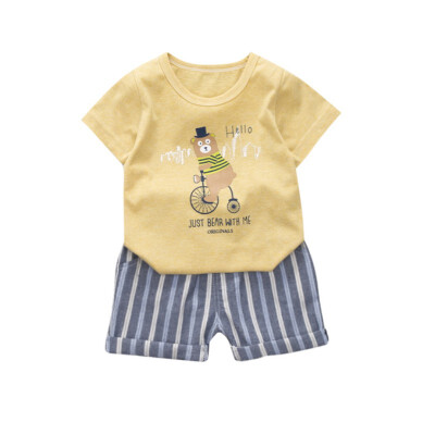 

Fashion Summer Cartoon Baby Boy Girl Short Sleeve T-Shirts Shorts 2pcsSet