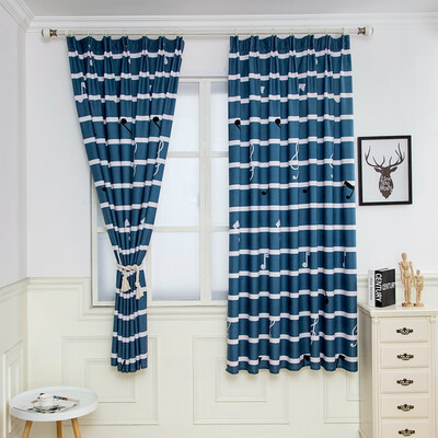 

Simple Nordic Style Half Blackout Curtains Musical Romantic Notes Bedroom Living Room Blue Blackout Cortinas Custom Made Drape
