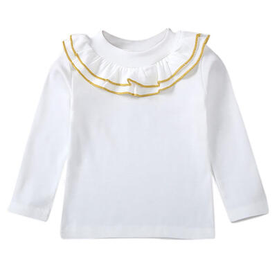 

New Autumn Baby Girl Long Sleeve Cotton T-Shirts Kids Solid Printed Tops Tees Casual Blouse