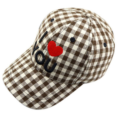 

Babys Plaid Letters Sunshade Hat Smile Love Sunshade Kids Cap Kids Outdoor Cap