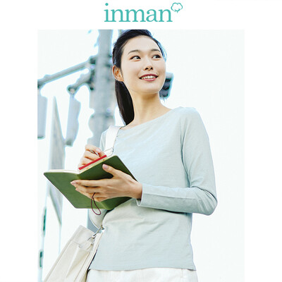 

INMAN 2019 spring new style word collar elegant simple Japanese wind long sleeve T-shirt female 1891021330 shallow sea green XL