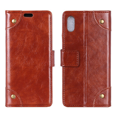 

MOONCASE Apple iPhone XR Copper Buckle Napa Leather Case - Brown