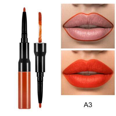 

Double Headed Makeup Lipstick Long Lasting Pigments Waterproof Lip Liner Gloss Matte Liquid Lipstick Pen Nude Makeup Tool