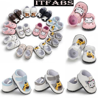 

Cartoon Soft Leather Baby Toddler Walking Pram Shoes With Non Slip Leather Sole