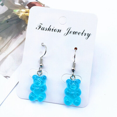 

Cute Handmade Resin Colorful Cartoon Animal Bear Unique Candy Color Earring