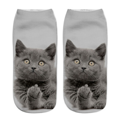 

New cartoon teenage 3D cartoon cat series of men&women with camouflage stealth ship socks sports socks