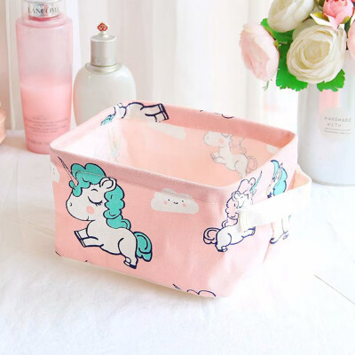 

Cute cartoon unicorn waterproof storage box canvas desktop storage box