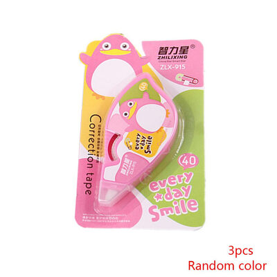 

Color Random 3pcs Cute Cartoon Plastic Correction Tape Kids Children Students School Supplies Stationery 40m