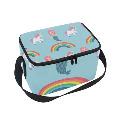 

ALAZA Lunch Box Insulated Mermaids Unicorns And Rainbows Lunch Bag Large Cooler Tote Bagfor Men Women